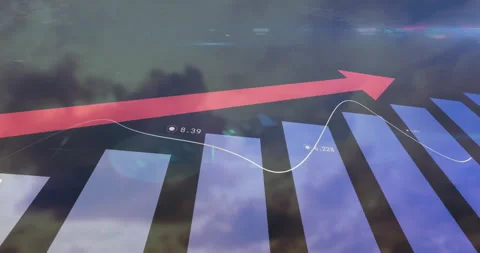 Thin white line entering left, tracing bars, marking peaks, stabilizing to Stock Footage 310283090