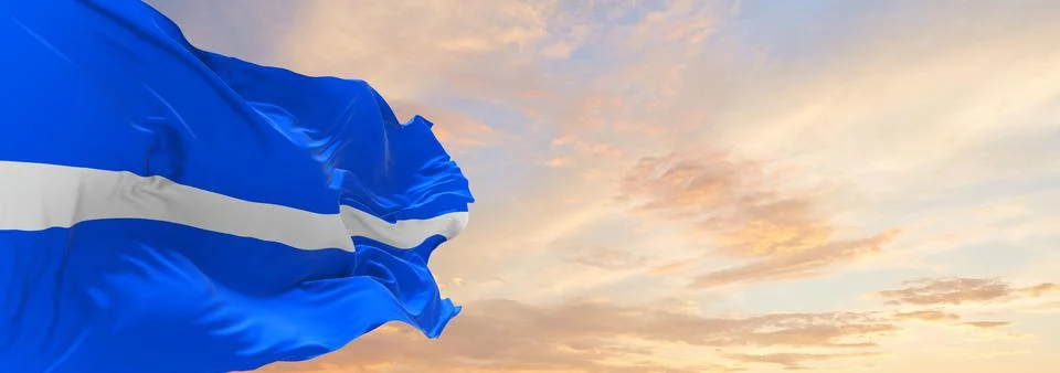 Thin White Line flag waving, panoramic view. Emergency Medical Services, Para Stock Illustration