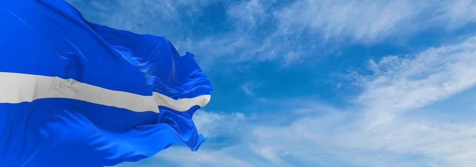 Thin White Line flag waving, panoramic view. Emergency Medical Services, Para Stock Illustration