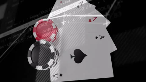 Thin white lines and plus markers sweeping across aces and chips, visualizing Stock Footage 310385112