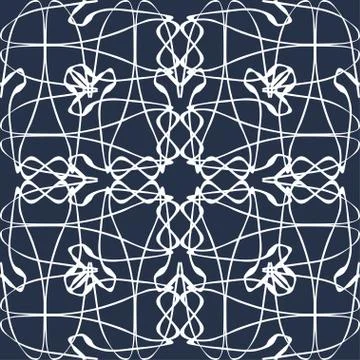 Thin white lines vintage seamless pattern vector illustration Stock Illustration