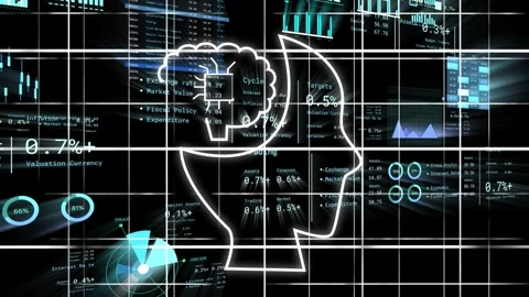 Thin white stroke starting bottom center drawing glowing double head outline, Stock Footage 335739875
