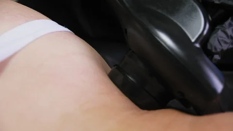 The thin woman is receiving the vacuum massage her of a back and sides with LPG 스톡 동영상 106806653