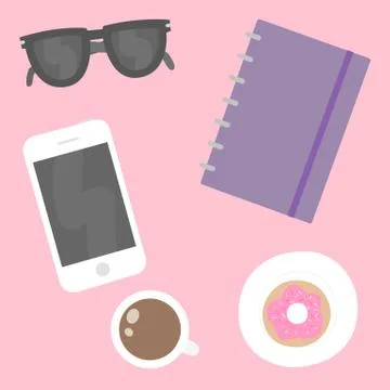 Thing on the table at the cafe. Stock Illustration