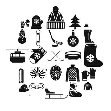 Things from Canada icons set, simple style Stock-Illustration