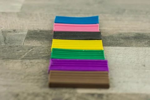 Things for the development of children's abilities: 7 pieces different colors Stock Photos