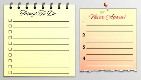 Things To Do List and Never Again Stock Illustration