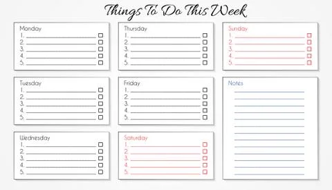 Things To Do List This Week on Grey Stock Illustration