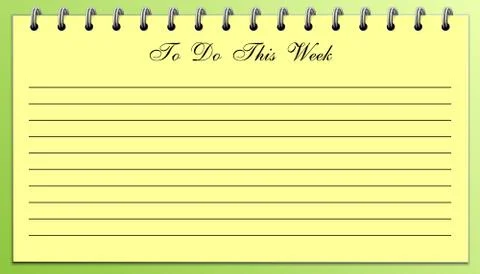 Things To Do List This Week Yellow on Green Stock Illustration
