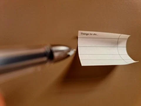 Things to do note with hand holding pen Foto stock