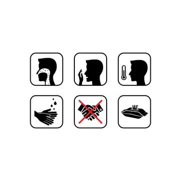 Things to do to prevent Corona virus protection, icon set Stock Illustration