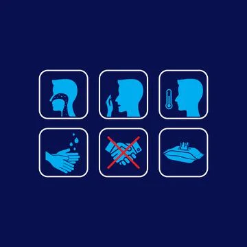 Things to do to prevent Corona virus protection, icon set Stock Illustration