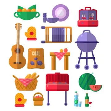 Things Needed For Barbeque Party Stock Illustration