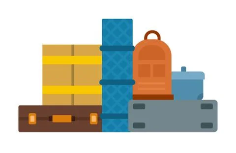 Things packed in suitcases vector icon flat isolated Stock Illustration