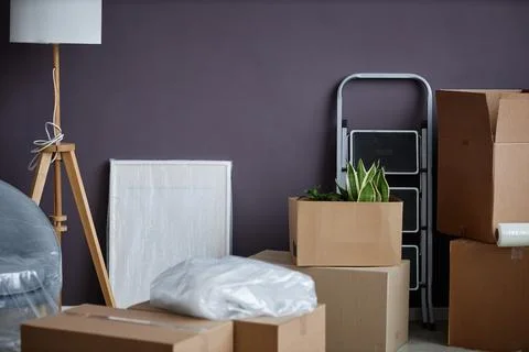 Things packing in boxes for relocation Stock Photos
