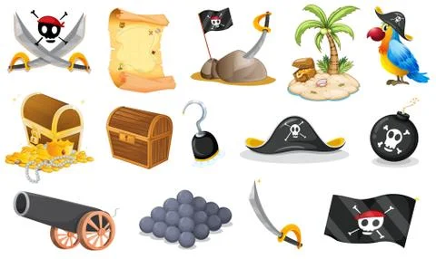 Things related to a pirate Illustrazione stock