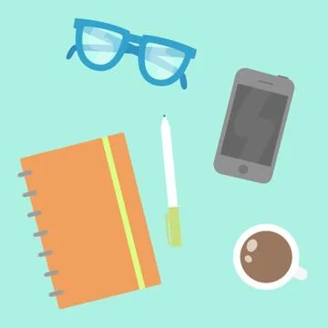 Things on the table. View from the top. Stock Illustration