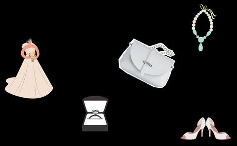 Things for a wedding 5 pieces Stock-Illustration
