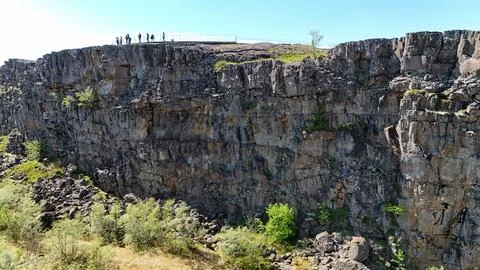 Thingvellir area bridge between tectonic plates Iceland Stock Photos