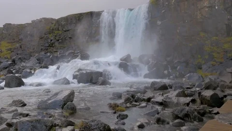 Thingvellir Falls Stock Footage 83378342