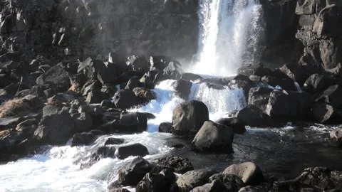 Thingvellir Waterfall Iceland Stock Footage 249942458
