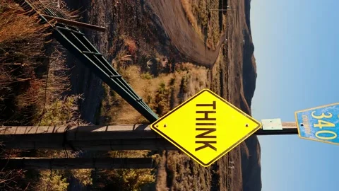 Think advisory sign Stock Footage 198569628