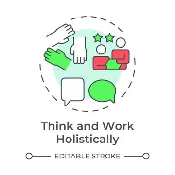 Think and work holistically multi color concept icon Stock-Illustration