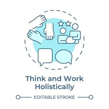 Think and work holistically soft blue concept icon 库存插图