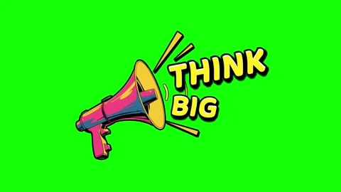 Think big megaphone graphic animation featuring pop art style motion design 库存影片 344715239
