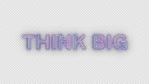 Think big neon effects, text animation on transparent background Stock Footage 303506162