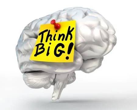 Think big note paper on brain Stock Illustration