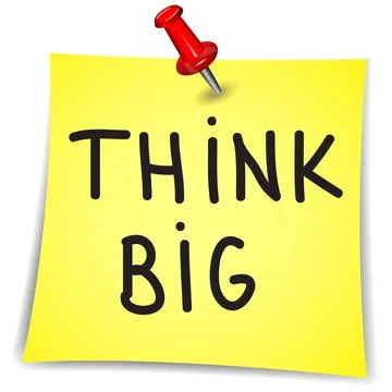 Think big on a Note Paper with pin on white Stock-Illustration