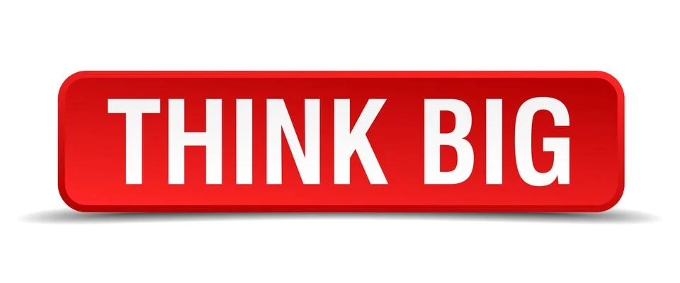 Think big red 3d square button isolated on white Illustrazione stock