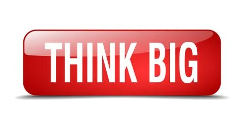 Think big red square 3d realistic isolated web button Stockillustratie