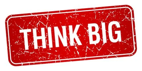 Think big red square grunge textured isolated stamp Stock Illustration