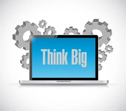 Think big tech computer sign concept Stock Illustration