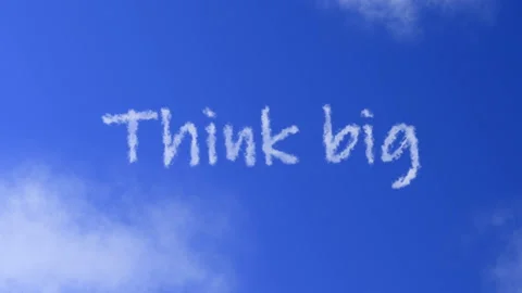Think Big Text or Word with Cloud Effect Symbol Animation on Blue Sky Stock Footage 231974012