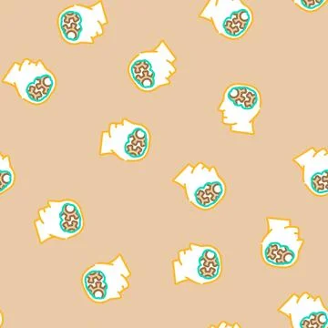 Think brain human vector seamless pattern Stock Illustration
