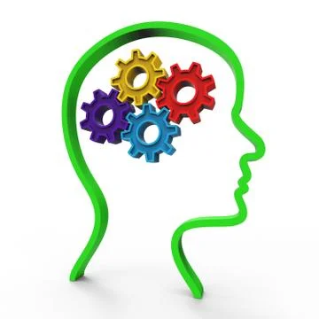 Think brain meaning contemplate consider and reflection Stock Illustration