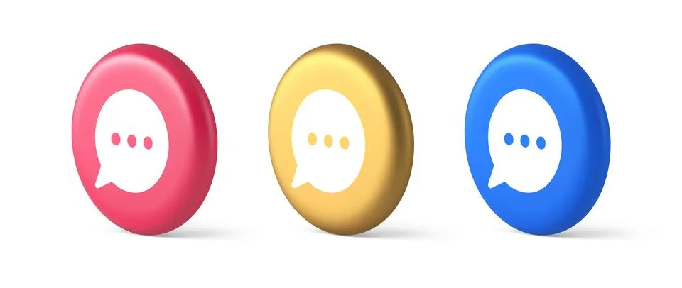 Think bubble chat button online dialogue social network communication 3d real Stock Illustration