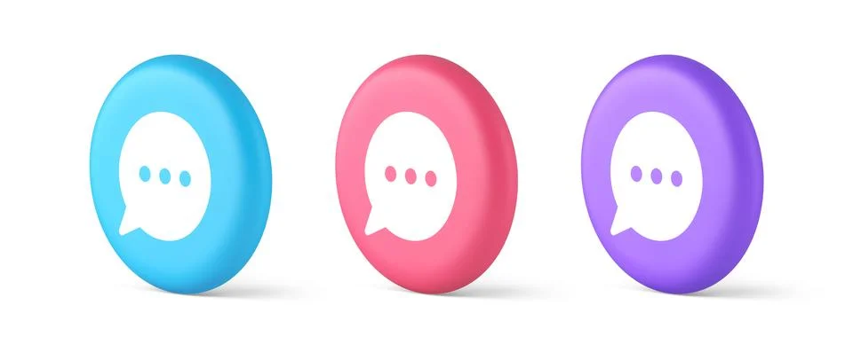 Think bubble chat button online dialogue social network communication 3d real Illustrazione stock