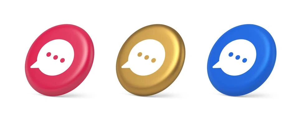 Think bubble chat button online dialogue social network communication 3d re.. Illustrazione stock