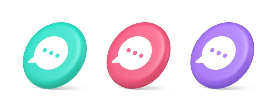 Think bubble chat button online dialogue social network communication 3d real Illustrazione stock
