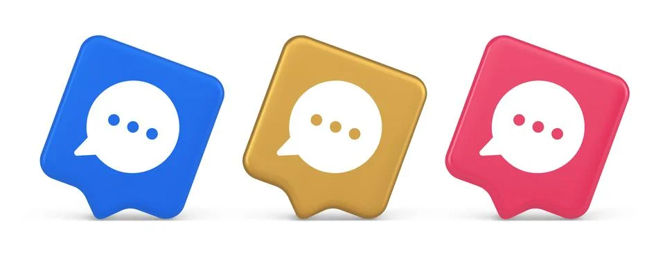 Think bubble chat button online dialogue social network communication 3d re.. Illustrazione stock