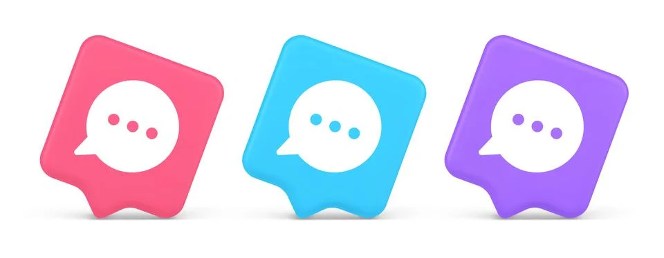 Think bubble chat button online dialogue social network communication 3d re.. Illustrazione stock