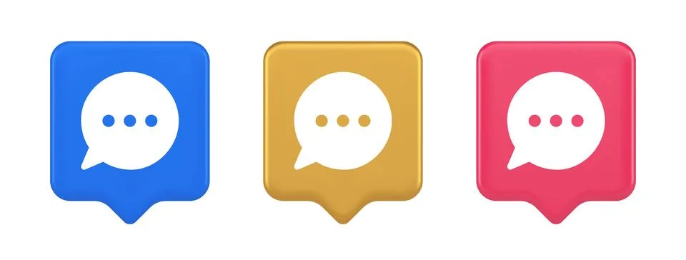 Think bubble chat button online dialogue social network communication 3d real Illustrazione stock