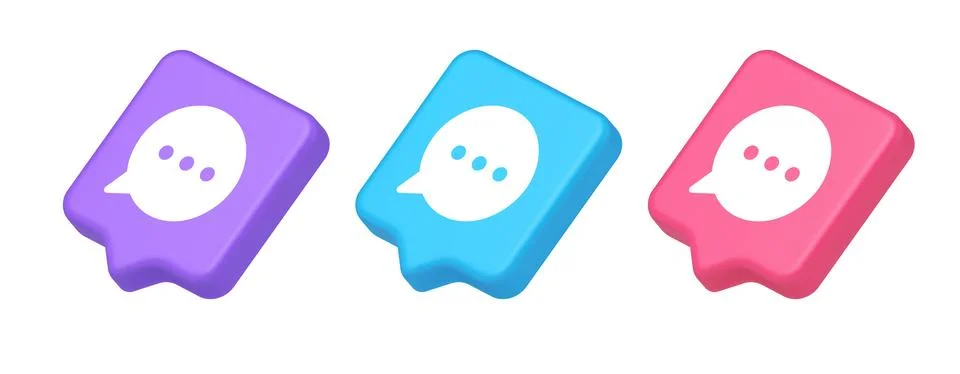 Think bubble chat button online dialogue social network communication 3d real Illustrazione stock