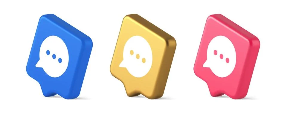 Think bubble chat button online dialogue social network communication 3d re.. Illustrazione stock