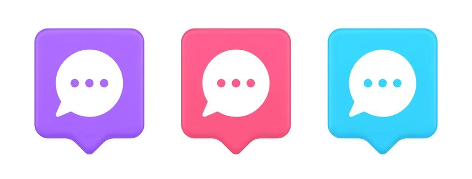Think bubble chat button online dialogue social network communication 3d real Illustrazione stock