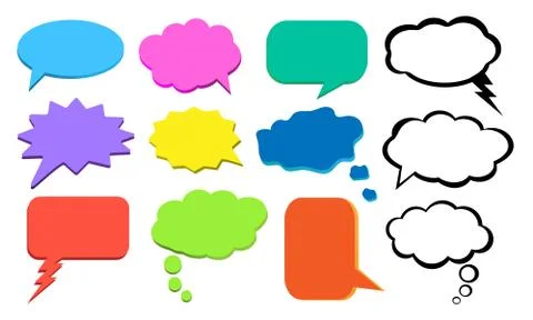 Think bubble, colorful cloud of thoughts, vector set 스톡 일러스트